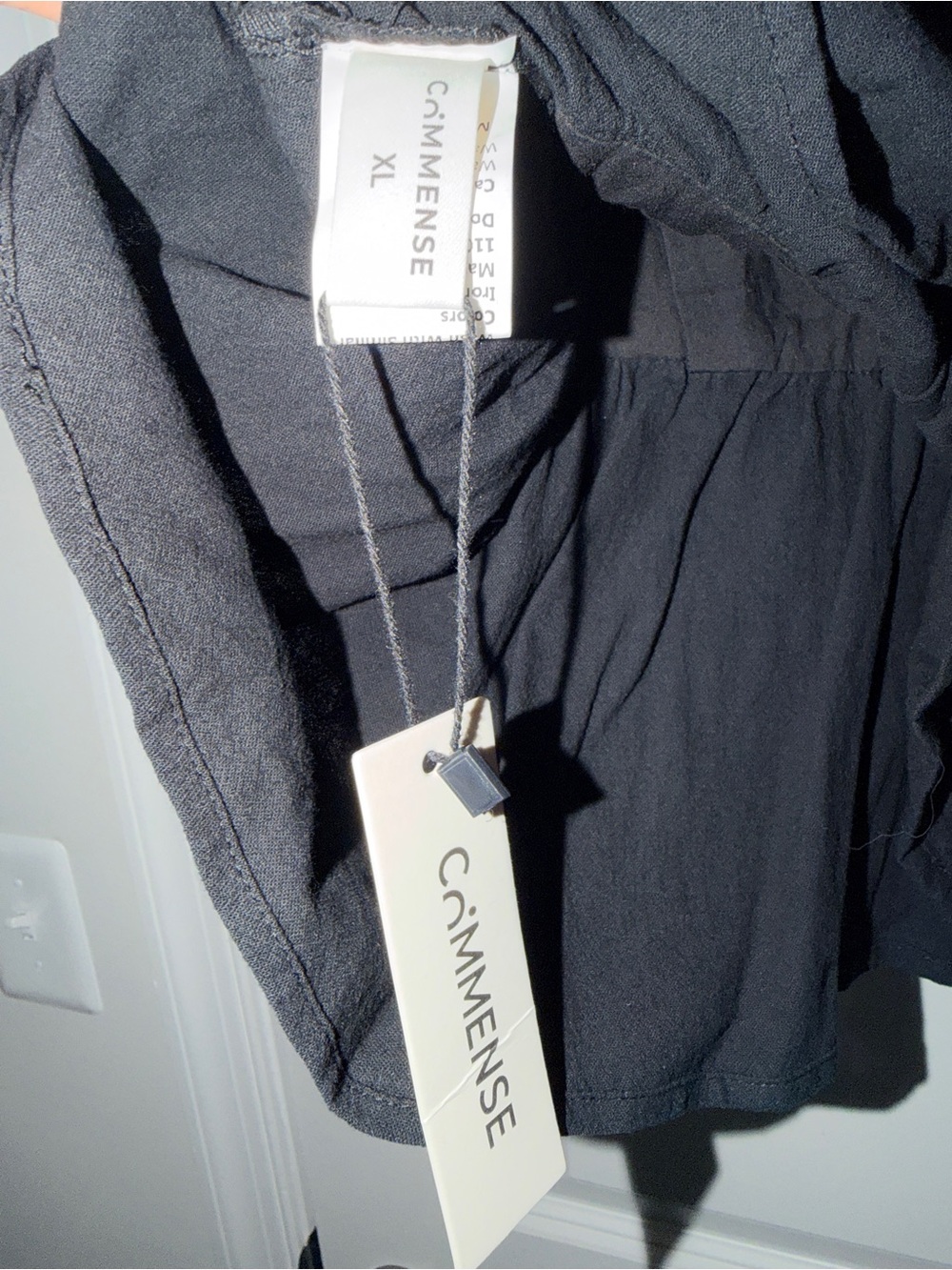 Commense Black Asymmetrical Tie-Front Women's Top Dress - Picture 7 of 7